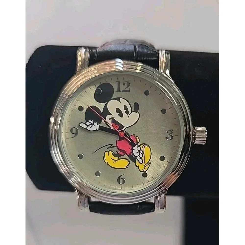 Vintage Disney Mickey Mouse Watch~ewatchfactory~Leather Band~Needs Battery
